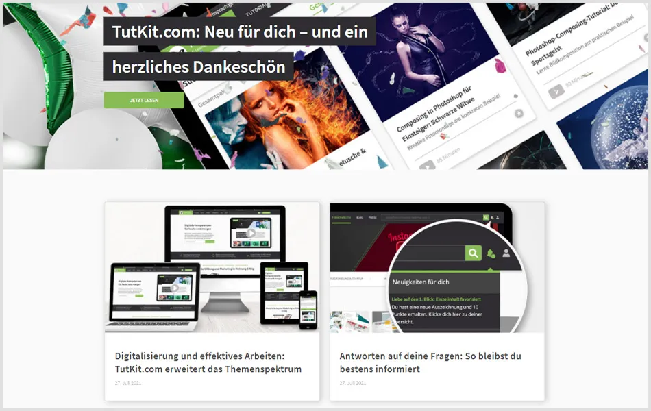 Blog-Bereich auf TutKit.com Blog-Bereich auf TutKit.com