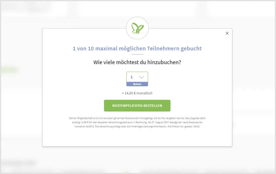 Teilnehmer dazubuchen auf TutKit.com Teilnehmer dazubuchen auf TutKit.com