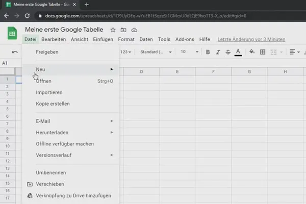 Google Sheets-Tutorial: 2.3 Die Benutzeroberfläche in Google Tabellen