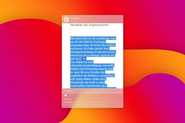 Instagram-Marketing: 8.4 | Hashtag Text als Spam-Schutz