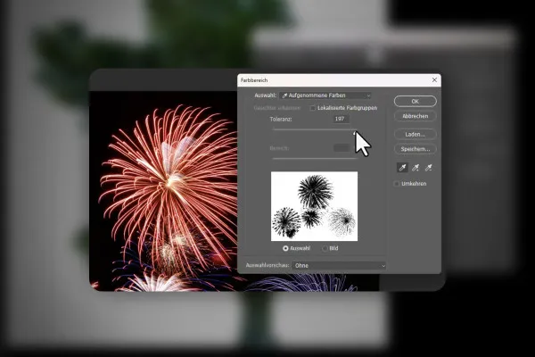 Fotos Freistellen über KI: 05 | In Photoshop ein Feuerwerk auf unterschiedlichen schnellen Wegen freistellen