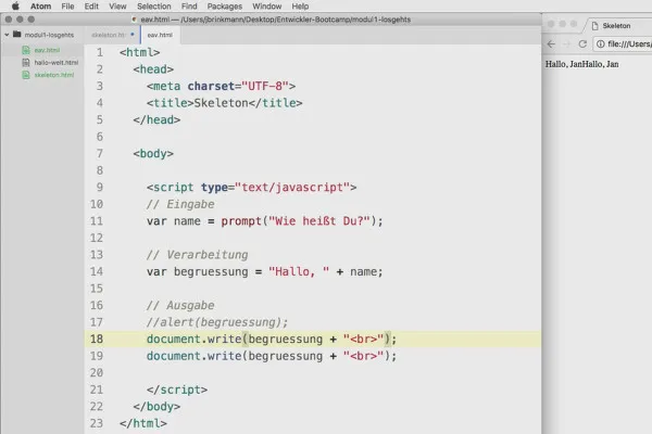 Software-Programmierung für Einsteiger: 1.4 Eingabe, Ausgabe und Verarbeitung (das EAV-Prinzip)