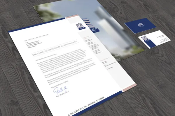 Photoshop-Mockup-Vorlage für Briefpapier und Visitenkarten