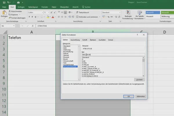 Excel-Kurs für Controlling und Vertrieb: Sortimentsliste, Einheiten, Währung & Co – 4.2 Zahlen mit führenden Nullen anzeigen