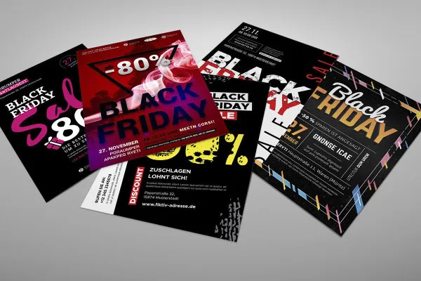 Mockup für Affinity Photo: fünf 1-seitige A4-Flyer im Hochformat