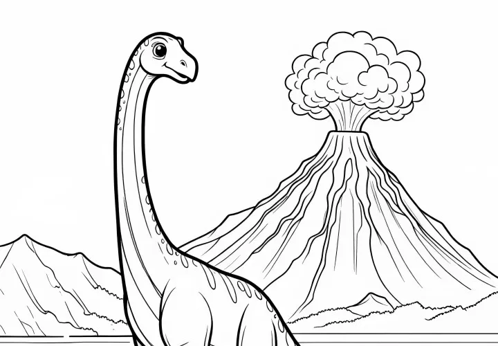 Brachiosaurus vor Vulkanlandschaft: kein picture tag