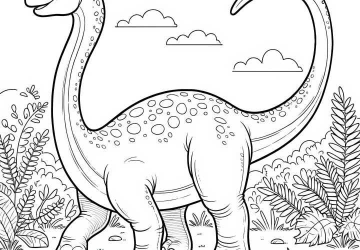 Kostenloses Brachiosaurus Ausmalbild zum Ausdrucken und Herunterladen Ausmalbild eines Brachiosaurus, ideal für Kinder zum Ausmalen und kreative Aktivitäten.