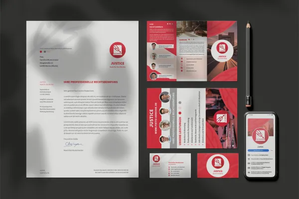 Geschäftsausstattung für Anwälte, Kanzleien und Rechtsberatung: Corporate-Design-Vorlagen