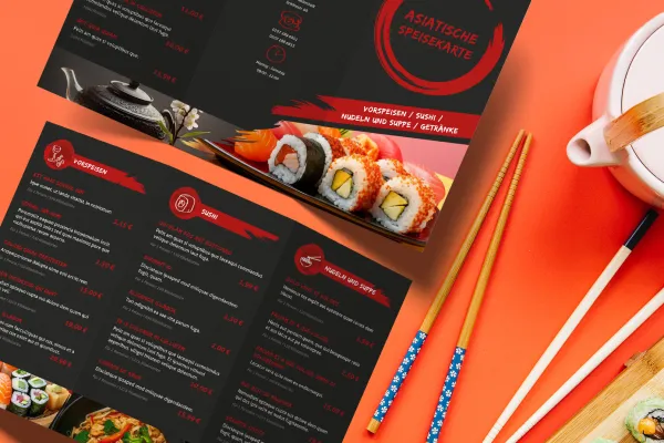 Speisekarten-Vorlagen: Sushi & asiatische Küche