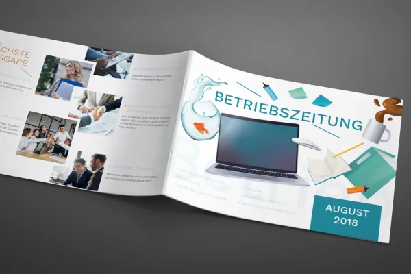 Vorlage für Mitarbeitermagazin im Querformat DIN A4