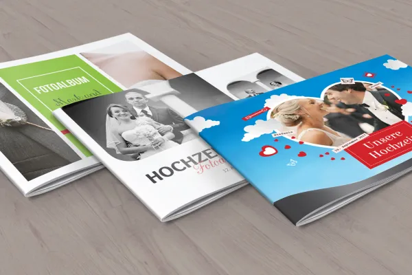 Vorlagen für Hochzeitsfotoalben im DIN A4-Querformat