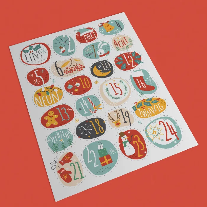 Zahlen für Adventskalender zum Ausdrucken