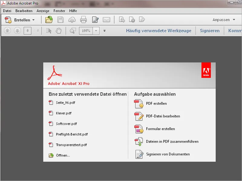 Übersicht über den Arbeitsbereich von Acrobat Übersicht über den Arbeitsbereich von Acrobat