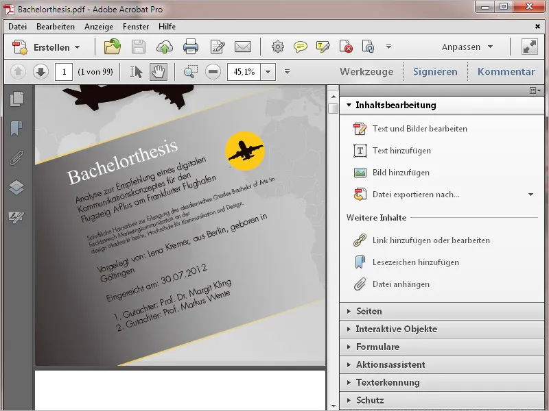 Übersicht über den Arbeitsbereich von Acrobat Übersicht über den Arbeitsbereich von Acrobat