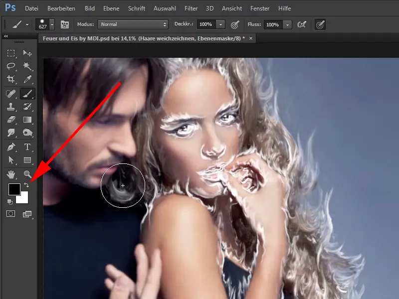 Photoshop-Composing - Feuer und Eis - Teil 03: Feuer ins Bild wischen