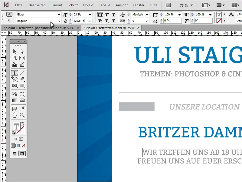Plakat gestalten in Adobe InDesign - Teil 3: Texte einpflegen