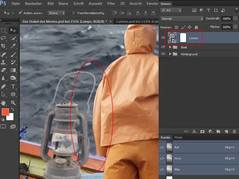 Photoshop-Composing - Das Orakel des Meeres - Teil 04: Lampe freistellen und zum Leuchten bringen
