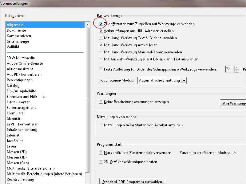 Tastaturbefehle in Acrobat Tastaturbefehle in Acrobat