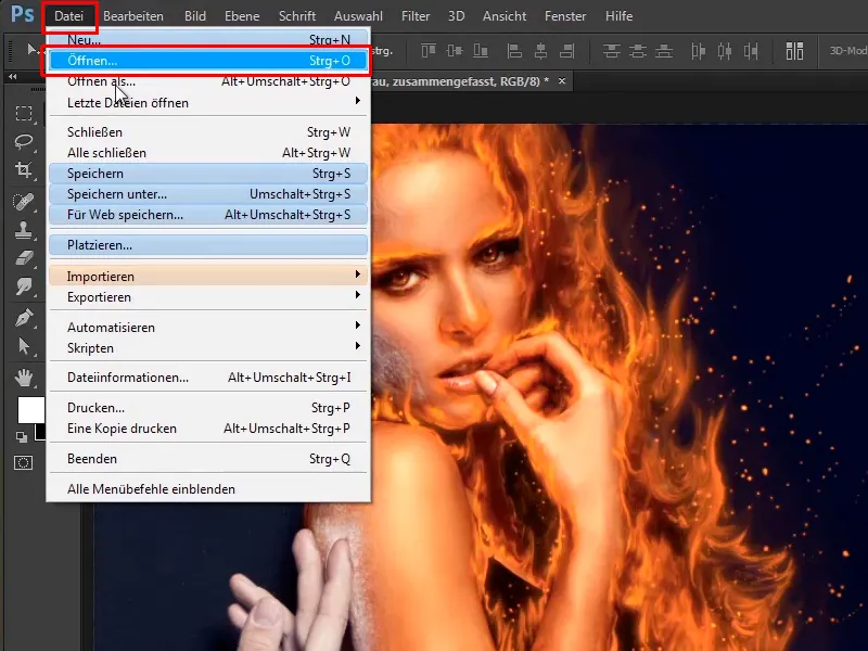 Photoshop-Composing - Feuer und Eis - Teil 07: Echtes Feuer im Bild platzieren