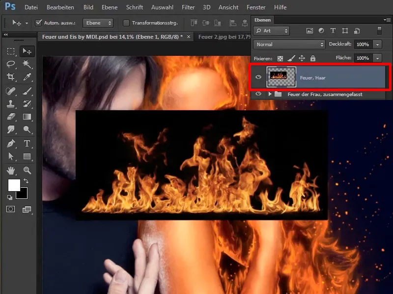 Photoshop-Composing - Feuer und Eis - Teil 07: Echtes Feuer im Bild platzieren