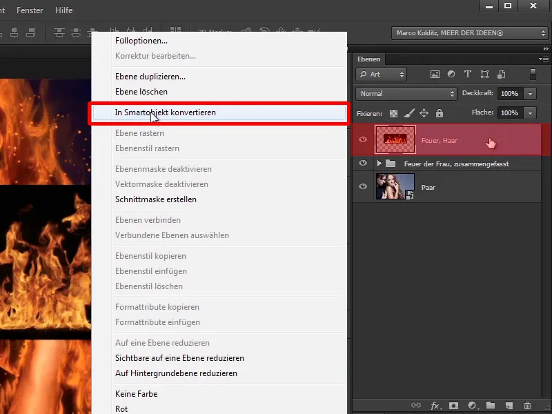 Photoshop-Composing - Feuer und Eis - Teil 07: Echtes Feuer im Bild platzieren