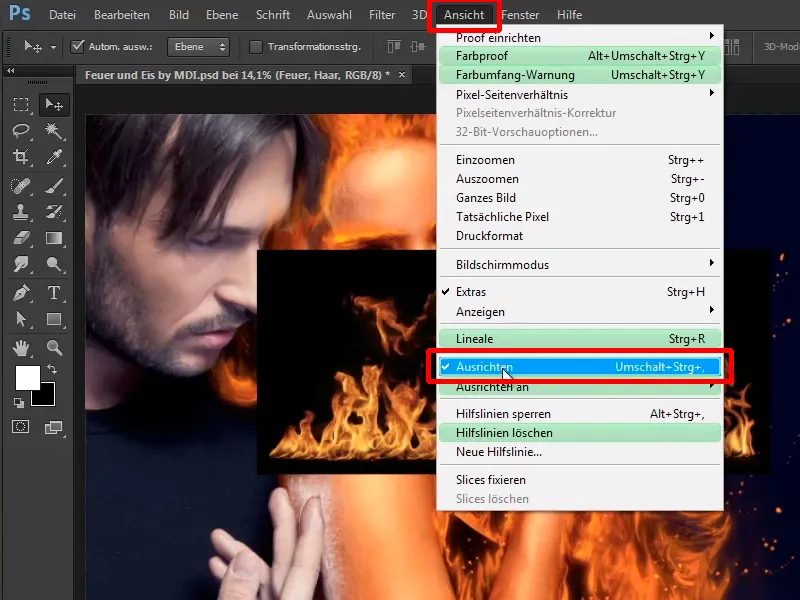 Photoshop-Composing - Feuer und Eis - Teil 07: Echtes Feuer im Bild platzieren