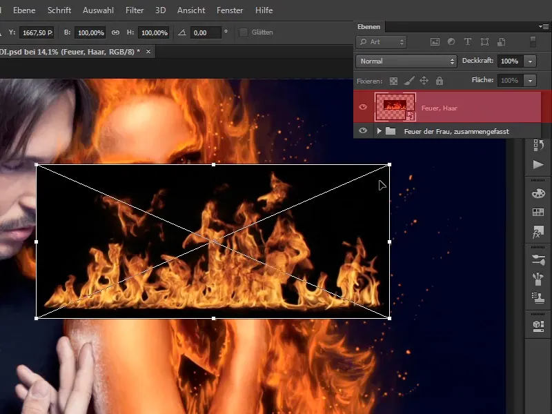 Photoshop-Composing - Feuer und Eis - Teil 07: Echtes Feuer im Bild platzieren