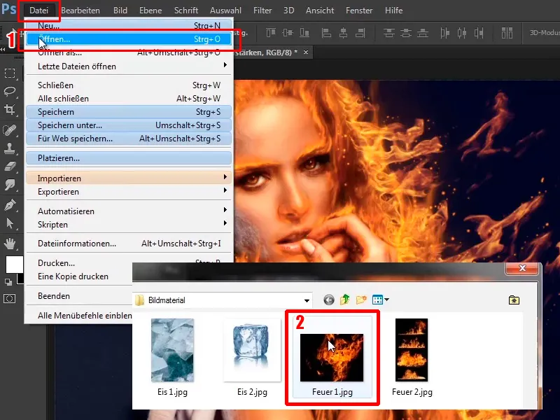 Photoshop-Composing - Feuer und Eis - Teil 07: Echtes Feuer im Bild platzieren