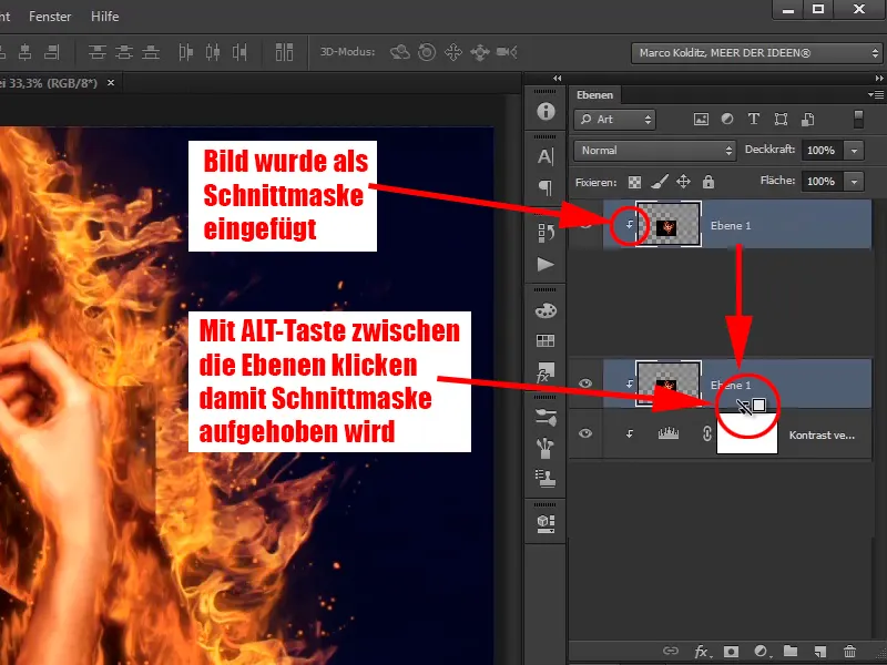 Photoshop-Composing - Feuer und Eis - Teil 07: Echtes Feuer im Bild platzieren