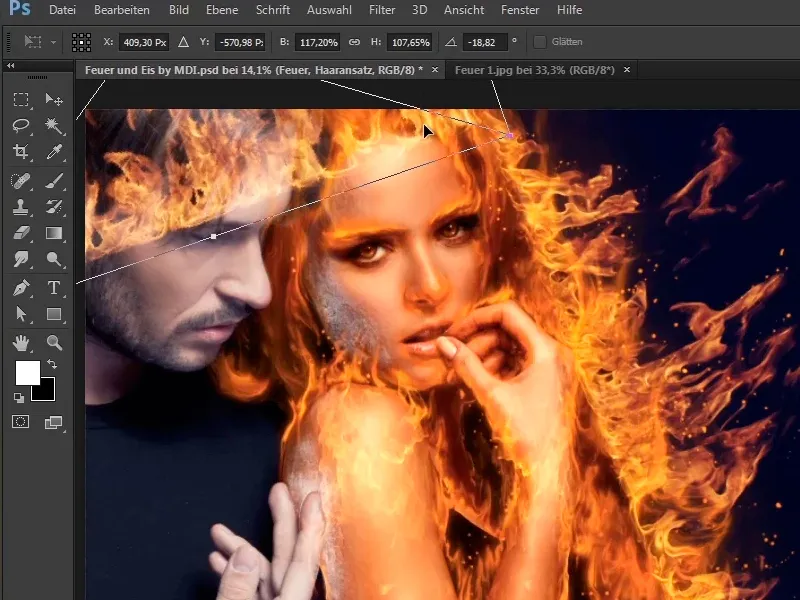 Photoshop-Composing - Feuer und Eis - Teil 07: Echtes Feuer im Bild platzieren