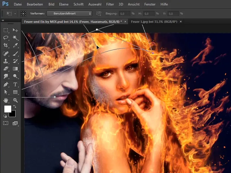 Photoshop-Composing - Feuer und Eis - Teil 07: Echtes Feuer im Bild platzieren