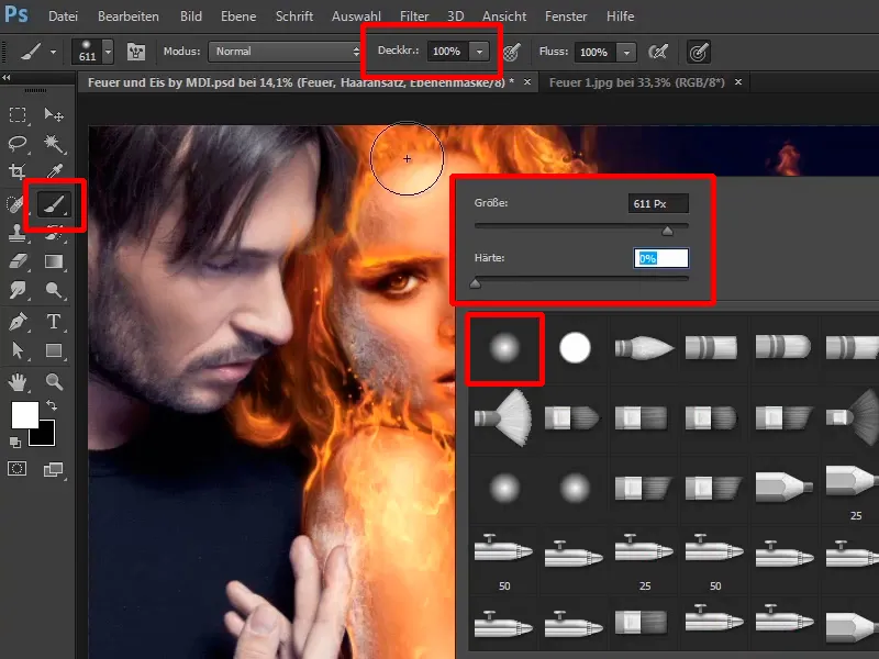 Photoshop-Composing - Feuer und Eis - Teil 07: Echtes Feuer im Bild platzieren