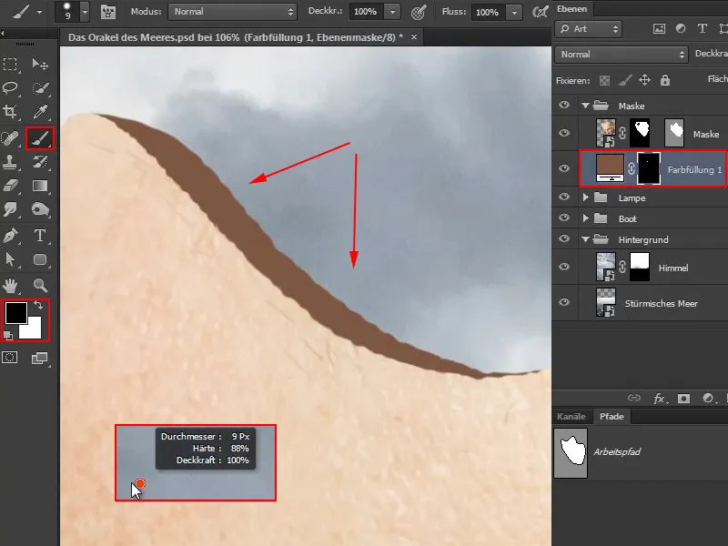 Photoshop-Composing - Das Orakel des Meeres - Teil 07: Der Maske Tiefe verleihen