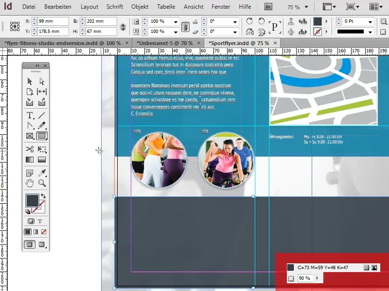 Flyerdesign im Faltformat am Beispiel eines Sportstudios/Fitnessstudios - Teil 3