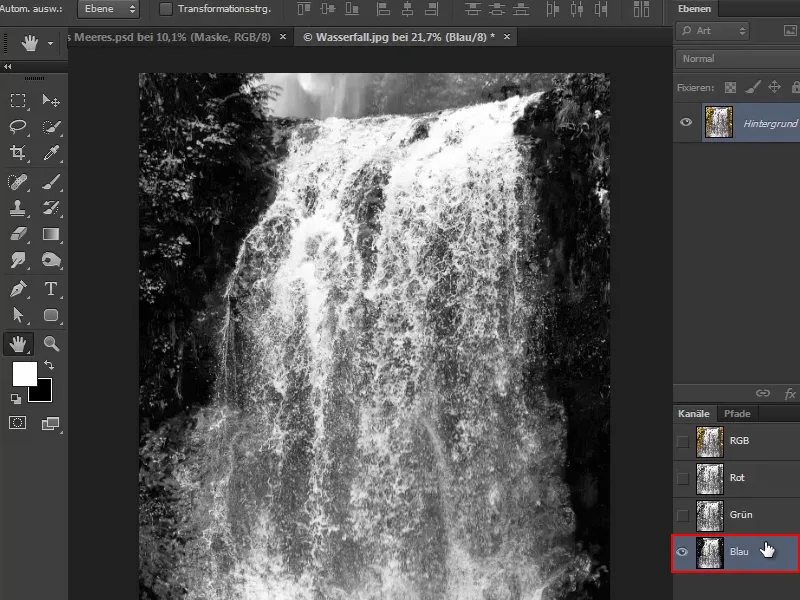 Photoshop-Composing - Das Orakel des Meeres - Teil 08: Wasserfall freistellen und platzieren