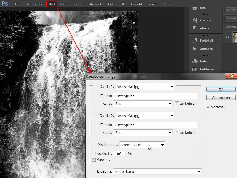 Photoshop-Composing - Das Orakel des Meeres - Teil 08: Wasserfall freistellen und platzieren