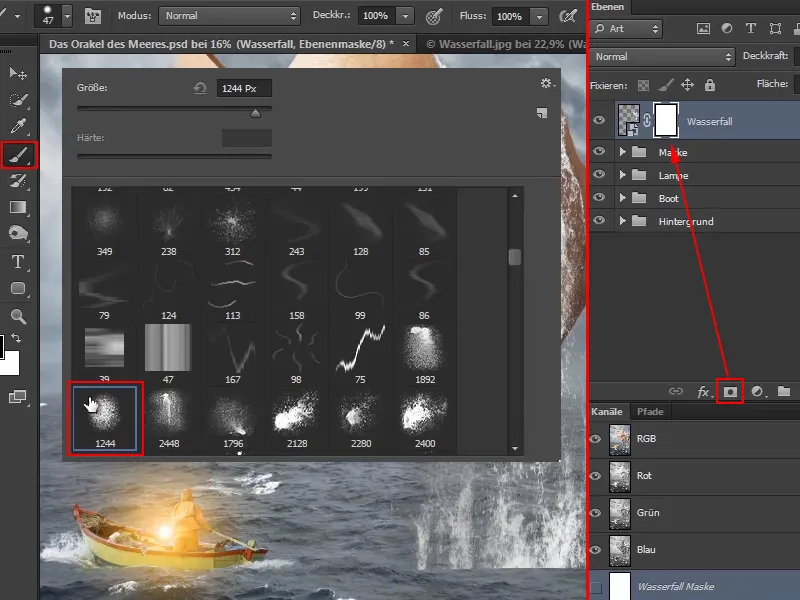 Photoshop-Composing - Das Orakel des Meeres - Teil 08: Wasserfall freistellen und platzieren