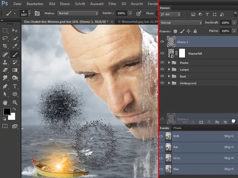 Photoshop-Composing - Das Orakel des Meeres - Teil 08: Wasserfall freistellen und platzieren