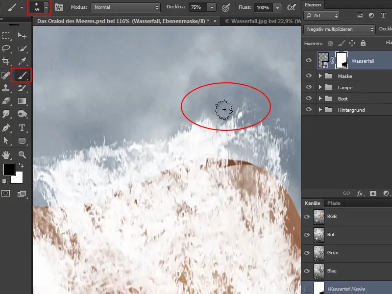 Photoshop-Composing - Das Orakel des Meeres - Teil 08: Wasserfall freistellen und platzieren