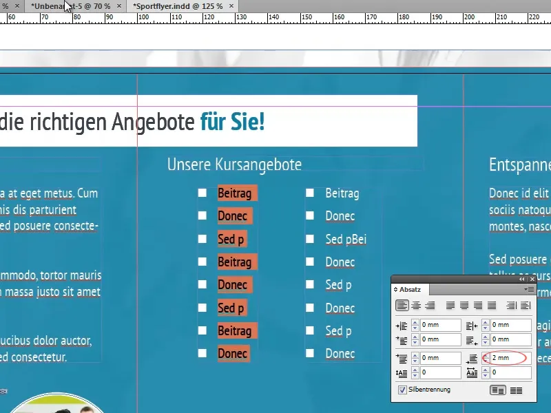 Flyerdesign im Faltformat am Beispiel eines Sportstudios/Fitnessstudios - Teil 4