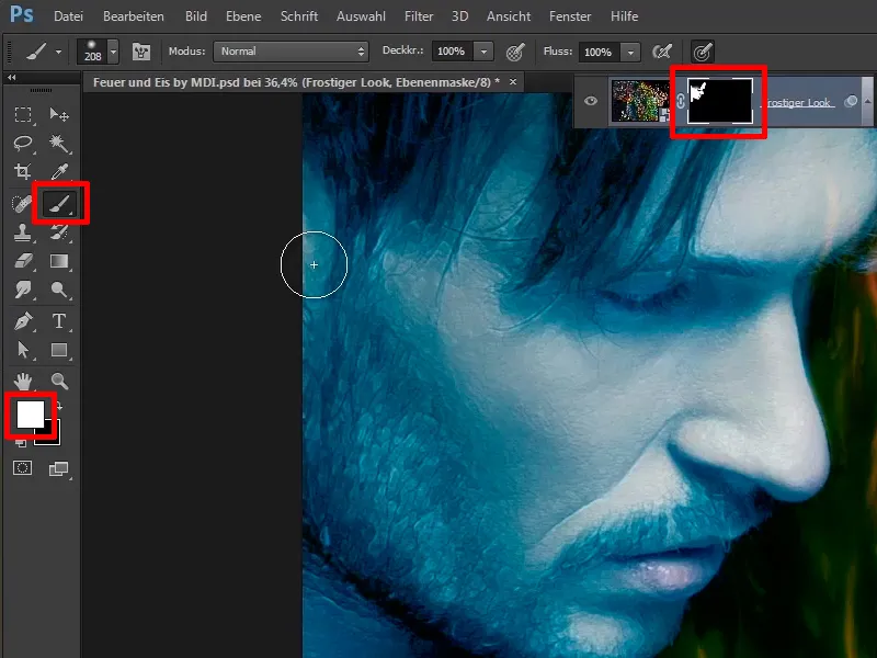 Photoshop-Composing - Feuer und Eis - Teil 09: Der eisige Look des Mannes