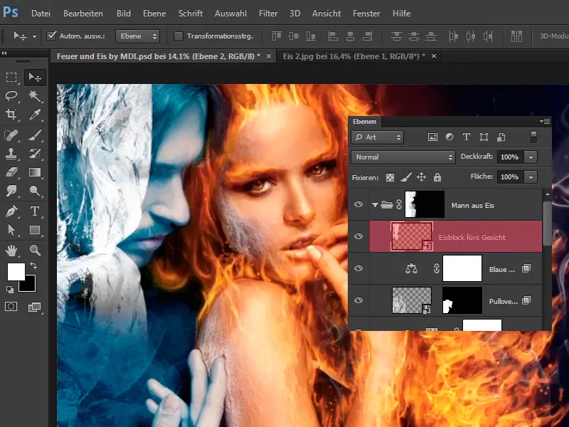 Photoshop-Composing - Feuer und Eis - Teil 10: Weitere Optimierung des frostigen Looks