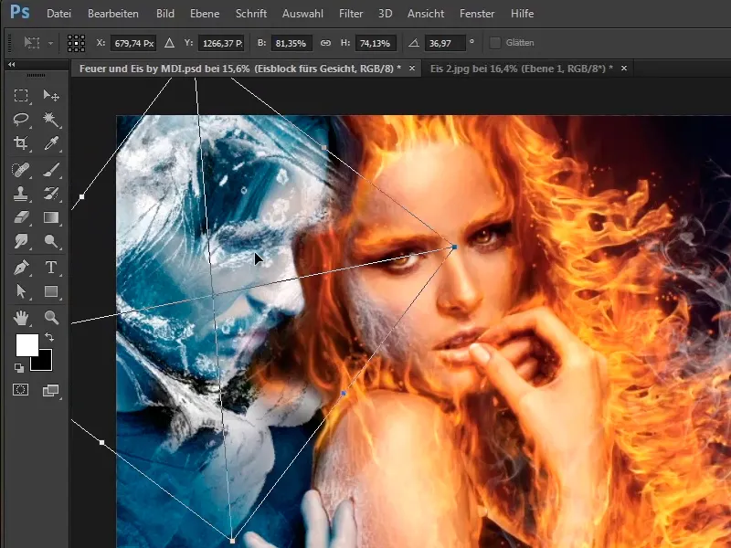 Photoshop-Composing - Feuer und Eis - Teil 10: Weitere Optimierung des frostigen Looks