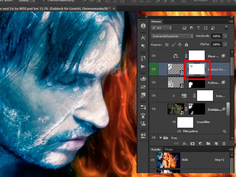 Photoshop-Composing - Feuer und Eis - Teil 10: Weitere Optimierung des frostigen Looks