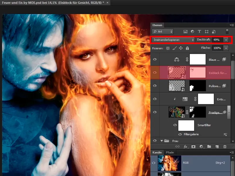Photoshop-Composing - Feuer und Eis - Teil 10: Weitere Optimierung des frostigen Looks