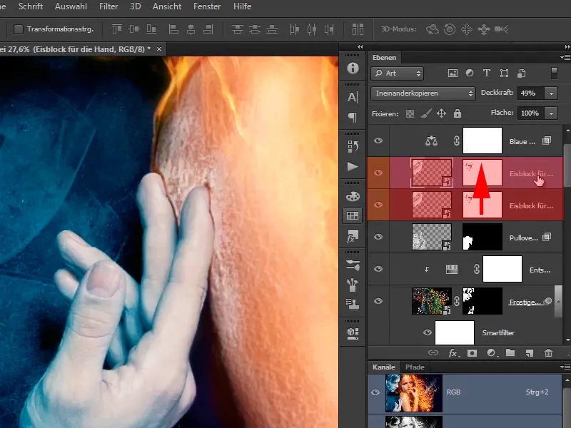 Photoshop-Composing - Feuer und Eis - Teil 10: Weitere Optimierung des frostigen Looks