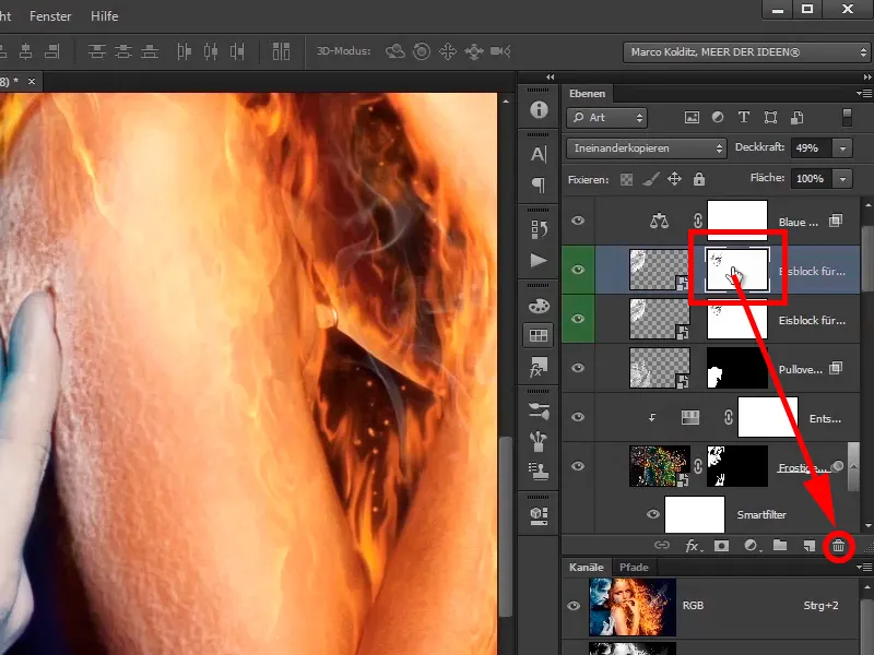 Photoshop-Composing - Feuer und Eis - Teil 10: Weitere Optimierung des frostigen Looks