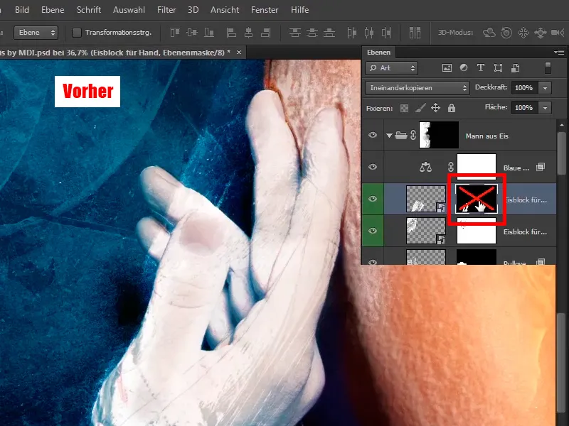 Photoshop-Composing - Feuer und Eis - Teil 10: Weitere Optimierung des frostigen Looks