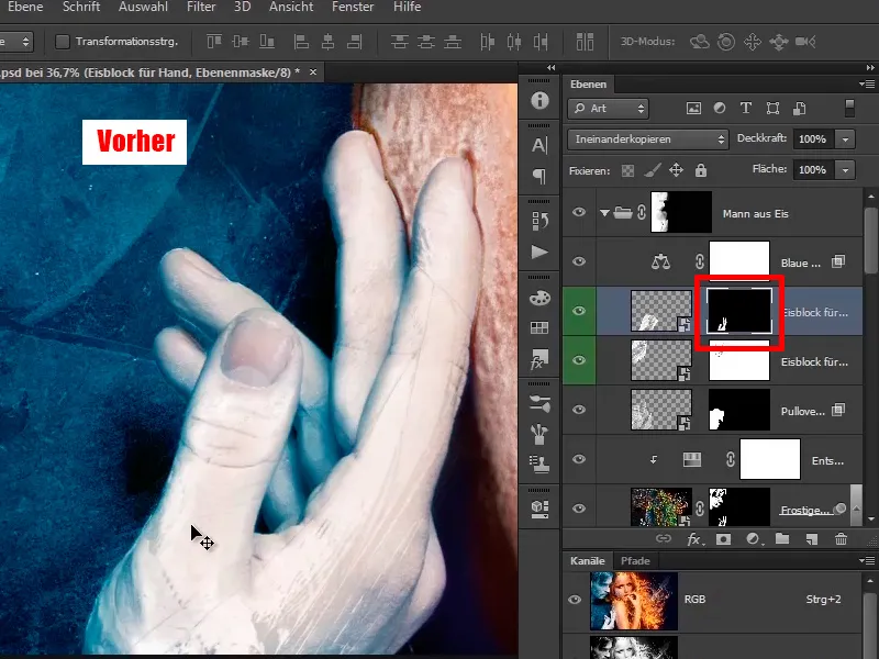 Photoshop-Composing - Feuer und Eis - Teil 10: Weitere Optimierung des frostigen Looks