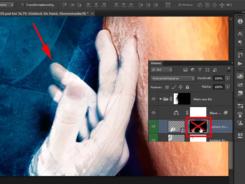 Photoshop-Composing - Feuer und Eis - Teil 10: Weitere Optimierung des frostigen Looks